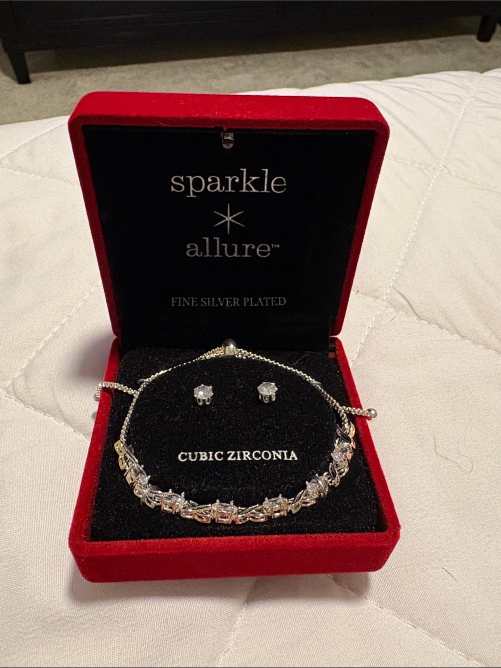 Sparkle Allure Silver-Plated Cubic Zirconia Bracelet - Silver